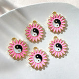 5Pcs Colorful Enamel Gossip Flower Charms DIY Jewelry Making