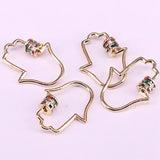 5Pcs Rainbow CZ Screw on hamsha hand Clasp for Metal Chain and Cord