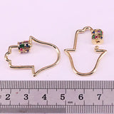 5Pcs Rainbow CZ Screw on hamsha hand Clasp for Metal Chain and Cord