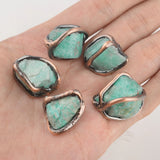 5Pcs 24x20mm Green Amazonite Plated Nugget Gems Freedom Beads