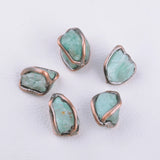 5Pcs 24x20mm Green Amazonite Plated Nugget Gems Freedom Beads