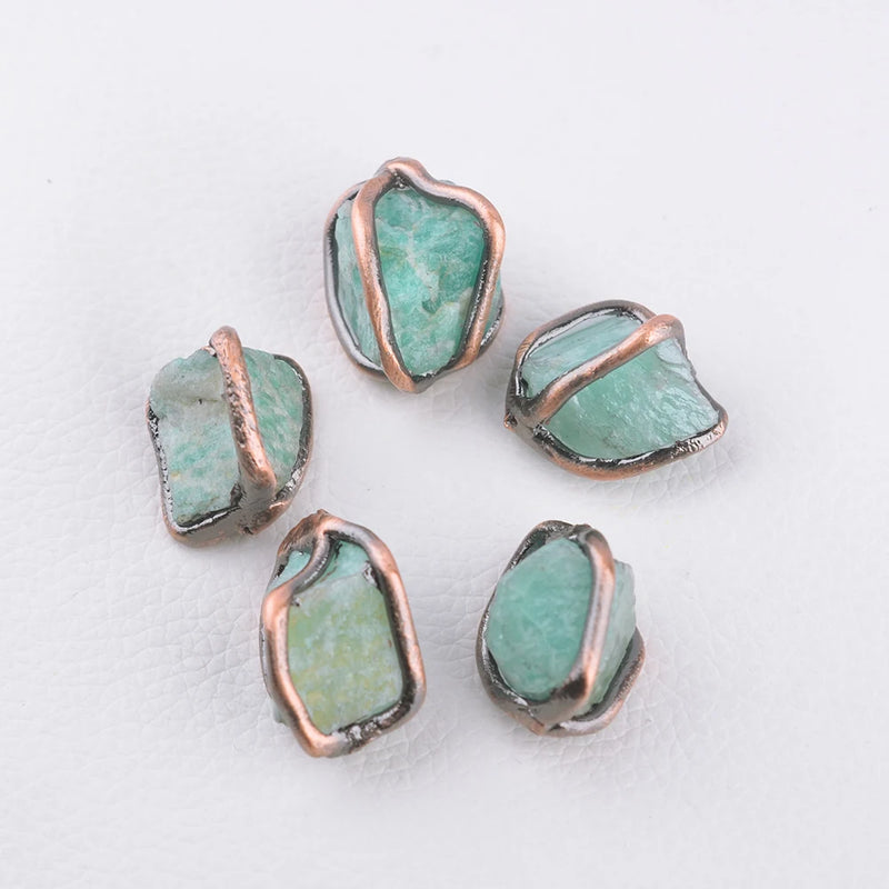 5Pcs 24x20mm Green Amazonite Plated Nugget Gems Freedom Beads
