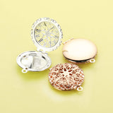 5Pcs 25MM Round Filligree Photo Locket Silver Plated Brass DIY Pendant Charm