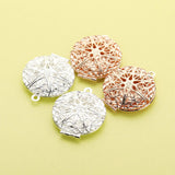 5Pcs 25MM Round Filligree Photo Locket Silver Plated Brass DIY Pendant Charm