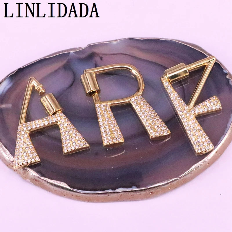 5Pcs 28MM Letter Initial Screw Clasp Charm Jewelry Component