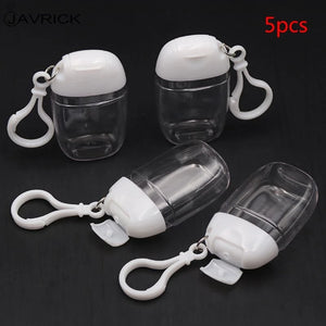 5Pcs 30ml Empty Hand Sanitizer Travel Holder Keychain Bottles