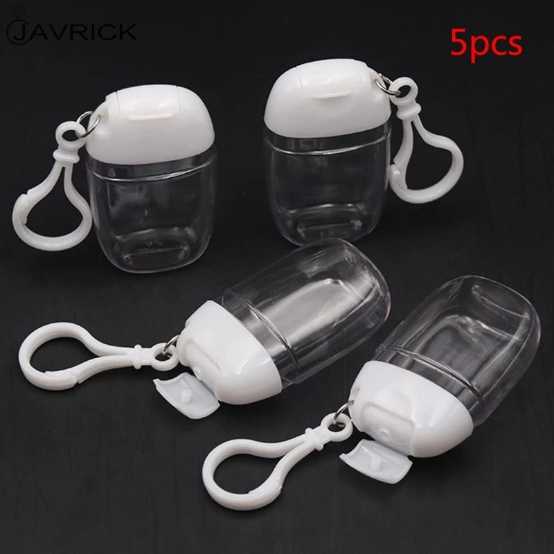 5Pcs 30ml Empty Hand Sanitizer Travel Holder Keychain Bottles
