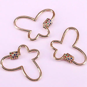 5Pcs Butterfly Screw Clasp Micro Pave Cz Interlocking Clasp DIY Jewelry Making