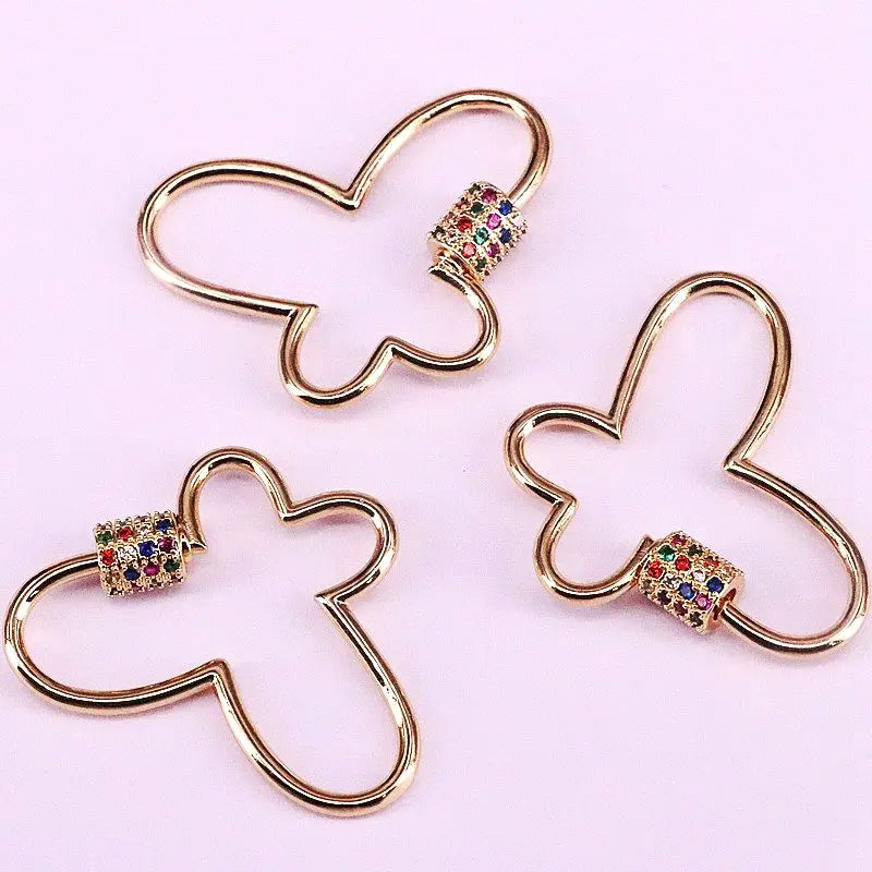 5Pcs Butterfly Screw Clasp Micro Pave Cz Interlocking Clasp DIY Jewelry Making