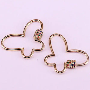 5Pcs Butterfly Screw Clasp Micro Pave Cz Interlocking Clasp DIY Jewelry Making