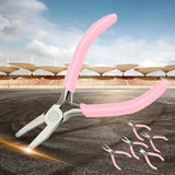 5Pcs 4 Inch Pink Mini Metal Pliers Set Jewelry DIY Crafts