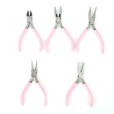 5Pcs 4 Inch Pink Mini Metal Pliers Set Jewelry DIY Crafts