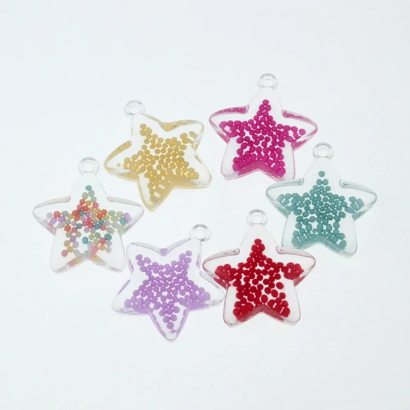 5Pcs Clear Stars Acrylic Pendants For Kids Necklace DIY