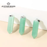 5Pcs Natural Green Aventurine Hexagonal Column Charms Pendant