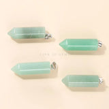5Pcs Natural Green Aventurine Hexagonal Column Charms Pendant