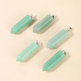 5Pcs Natural Green Aventurine Hexagonal Column Charms Pendant