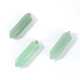 5Pcs Natural Green Aventurine Hexagonal Column Charms Pendant