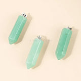 5Pcs Natural Green Aventurine Hexagonal Column Charms Pendant