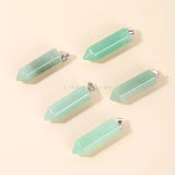 5Pcs Natural Green Aventurine Hexagonal Column Charms Pendant