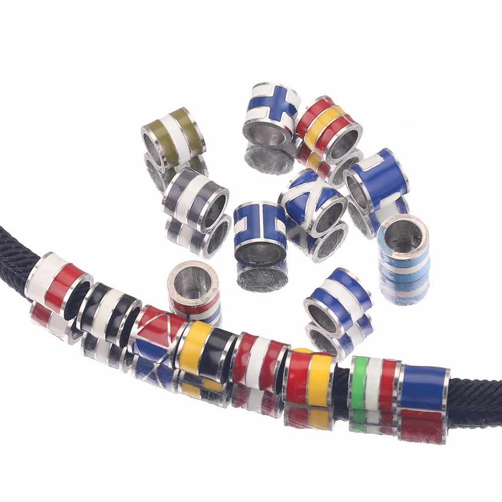 5Pcs Colorful Flag Bead Stainless Steel Ball for DIY Jewelry