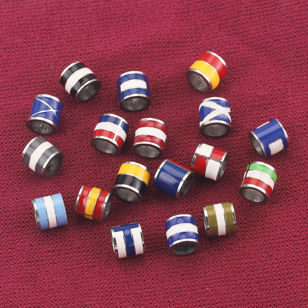 5Pcs Colorful Flag Bead Stainless Steel Ball for DIY Jewelry