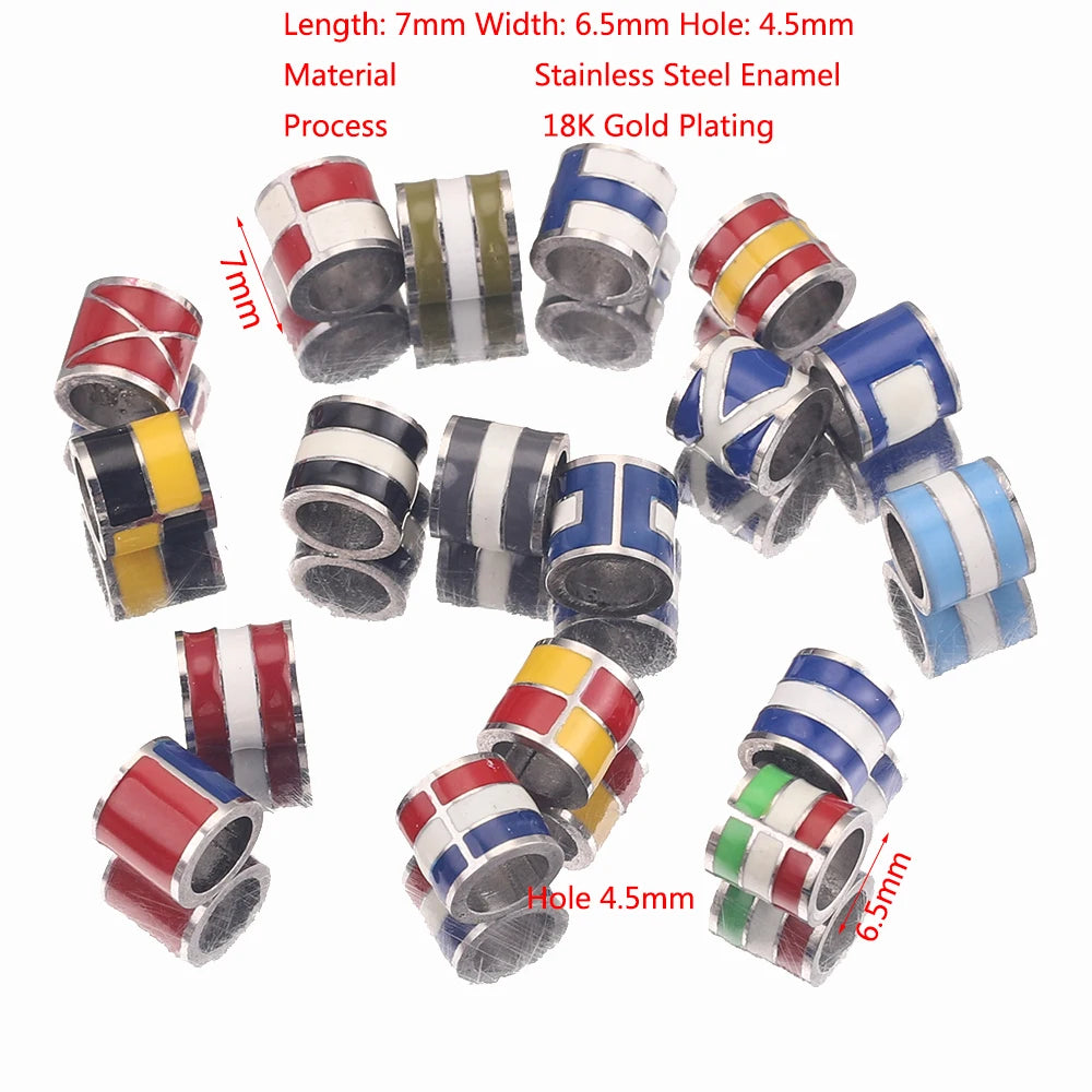 5Pcs Colorful Flag Bead Stainless Steel Ball for DIY Jewelry
