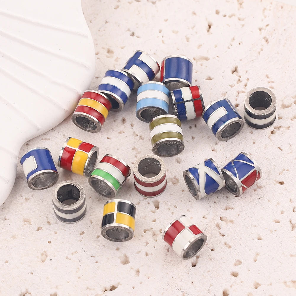 5Pcs Colorful Flag Bead Stainless Steel Ball for DIY Jewelry