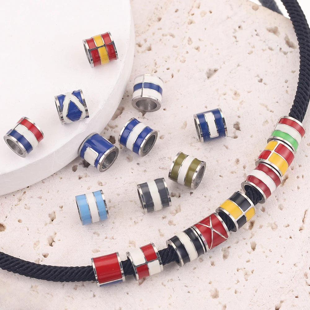 5Pcs Colorful Flag Bead Stainless Steel Ball for DIY Jewelry
