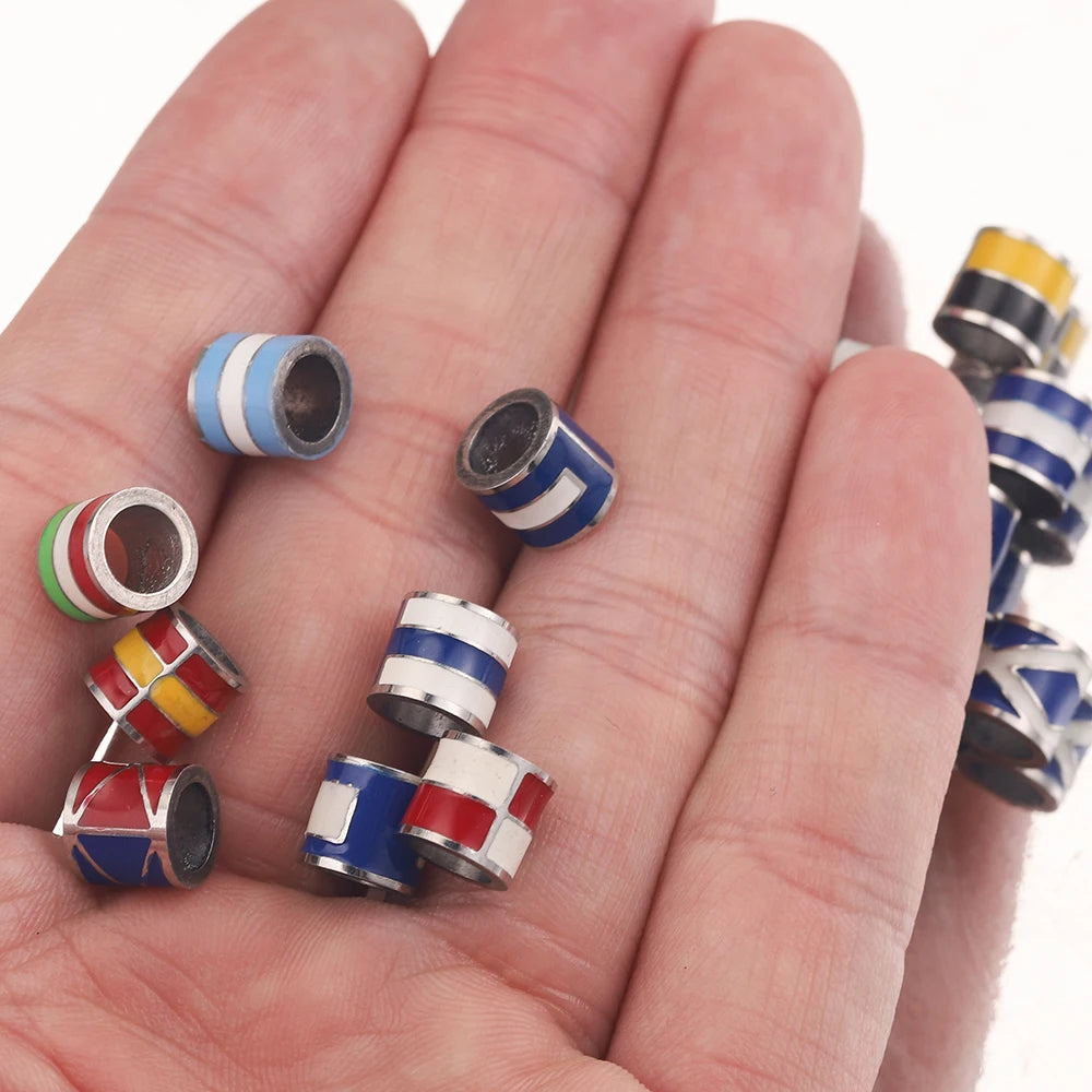 5Pcs Colorful Flag Bead Stainless Steel Ball for DIY Jewelry