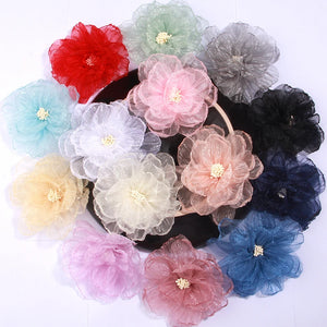 5Pcs Chiffon Fabric Flowers Wedding Dress Hats Decoration DIY Accessories