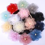 5Pcs Chiffon Fabric Flowers Wedding Dress Hats Decoration DIY Accessories