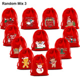 5Pcs 9x12cm Christmas Velvet Gift Bags Drawstring Pouch Xmas Candy Favor Bag
