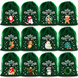 5Pcs 9x12cm Christmas Velvet Gift Bags Drawstring Pouch Xmas Candy Favor Bag