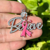 5Pcs Afro Queen Charms Red Ribbon Breast Cancer Awareness Survivor Pendant