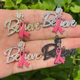 5Pcs Afro Queen Charms Red Ribbon Breast Cancer Awareness Survivor Pendant