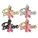 5Pcs Afro Queen Charms Red Ribbon Breast Cancer Awareness Survivor Pendant