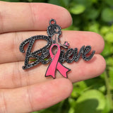 5Pcs Afro Queen Charms Red Ribbon Breast Cancer Awareness Survivor Pendant