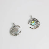 5Pcs Zircon Crescent Moon Charms for DIY Jewelry Making
