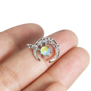 5Pcs Zircon Crescent Moon Charms for DIY Jewelry Making