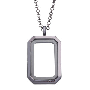 5Pcs Alloy Rectangle Glass Memory Locket Charm Pendant Necklace for Men Women