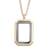 5Pcs Alloy Rectangle Glass Memory Locket Charm Pendant Necklace for Men Women