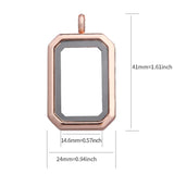 5Pcs Alloy Rectangle Glass Memory Locket Charm Pendant Necklace for Men Women