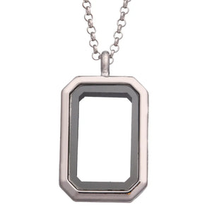 5Pcs Alloy Rectangle Glass Memory Locket Charm Pendant Necklace for Men Women