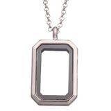 5Pcs Alloy Rectangle Glass Memory Locket Charm Pendant Necklace for Men Women