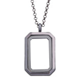 5Pcs Alloy Rectangle Glass Memory Locket Charm Pendant Necklace for Men Women