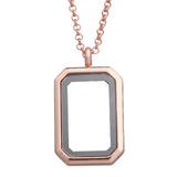 5Pcs Alloy Rectangle Glass Memory Locket Charm Pendant Necklace for Men Women