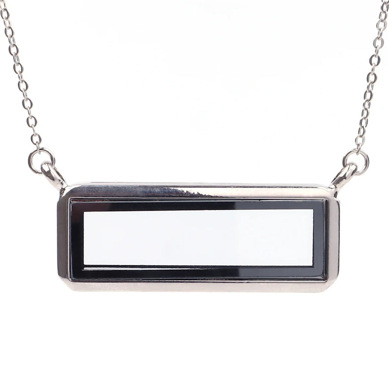 5Pcs Alloy Rectangle Necklace Glass Memory Charm Locket Pendant