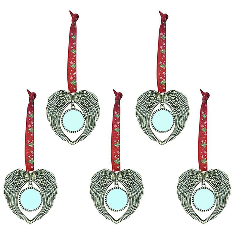 5Pcs Angel Wing Shaped Christmas Tree Ornaments DIY Pendant - Gold