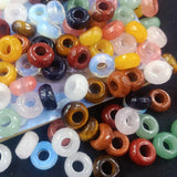 5Pcs Big Hole Beads Natural Semi-precious Stone Loose Beads Hole Size 6mm