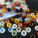 5Pcs Big Hole Beads Natural Semi-precious Stone Loose Beads Hole Size 6mm
